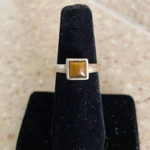 Sterling Silver Square Tigers Eye Ring
